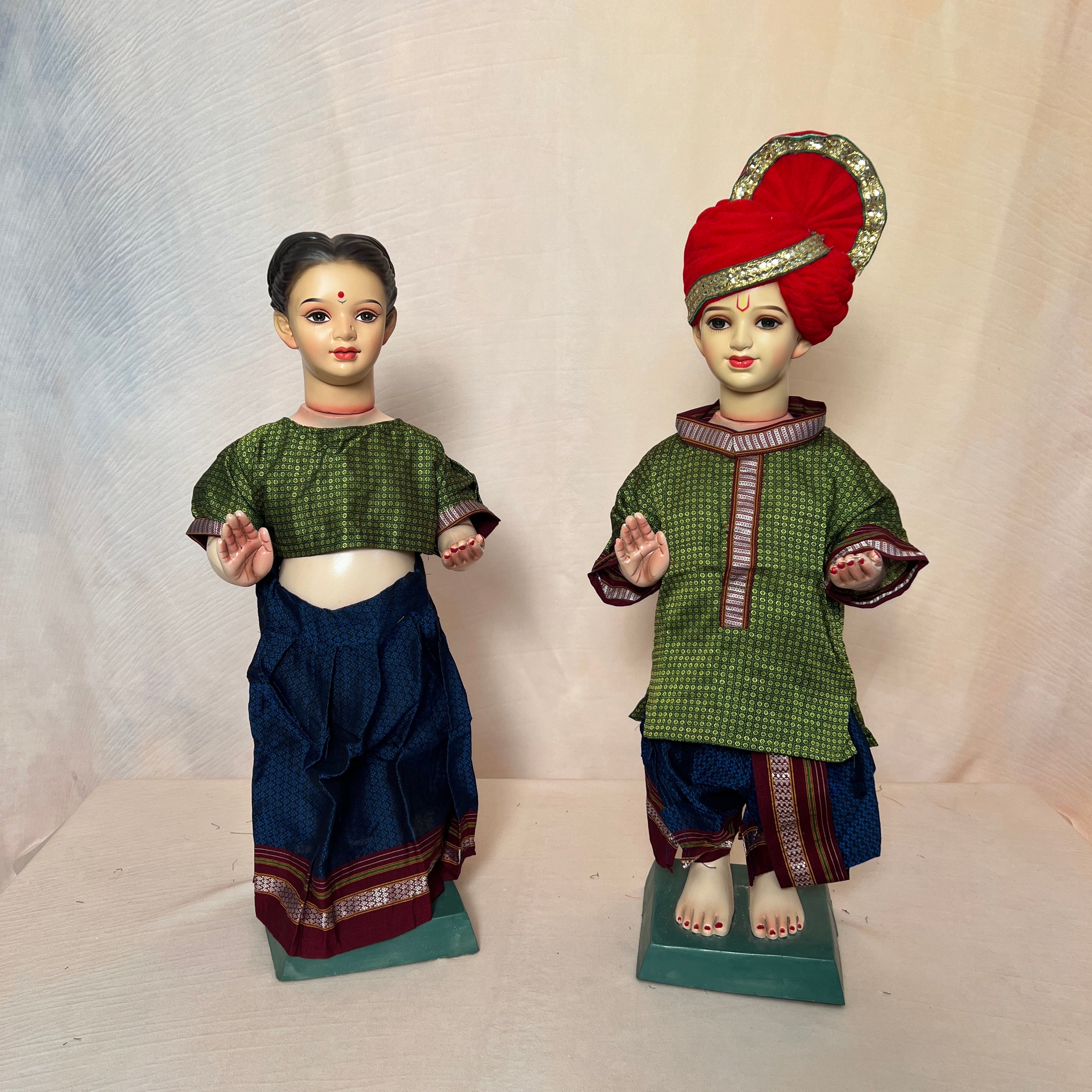 Green + Blue Gauri Ganesha Traditional Dress