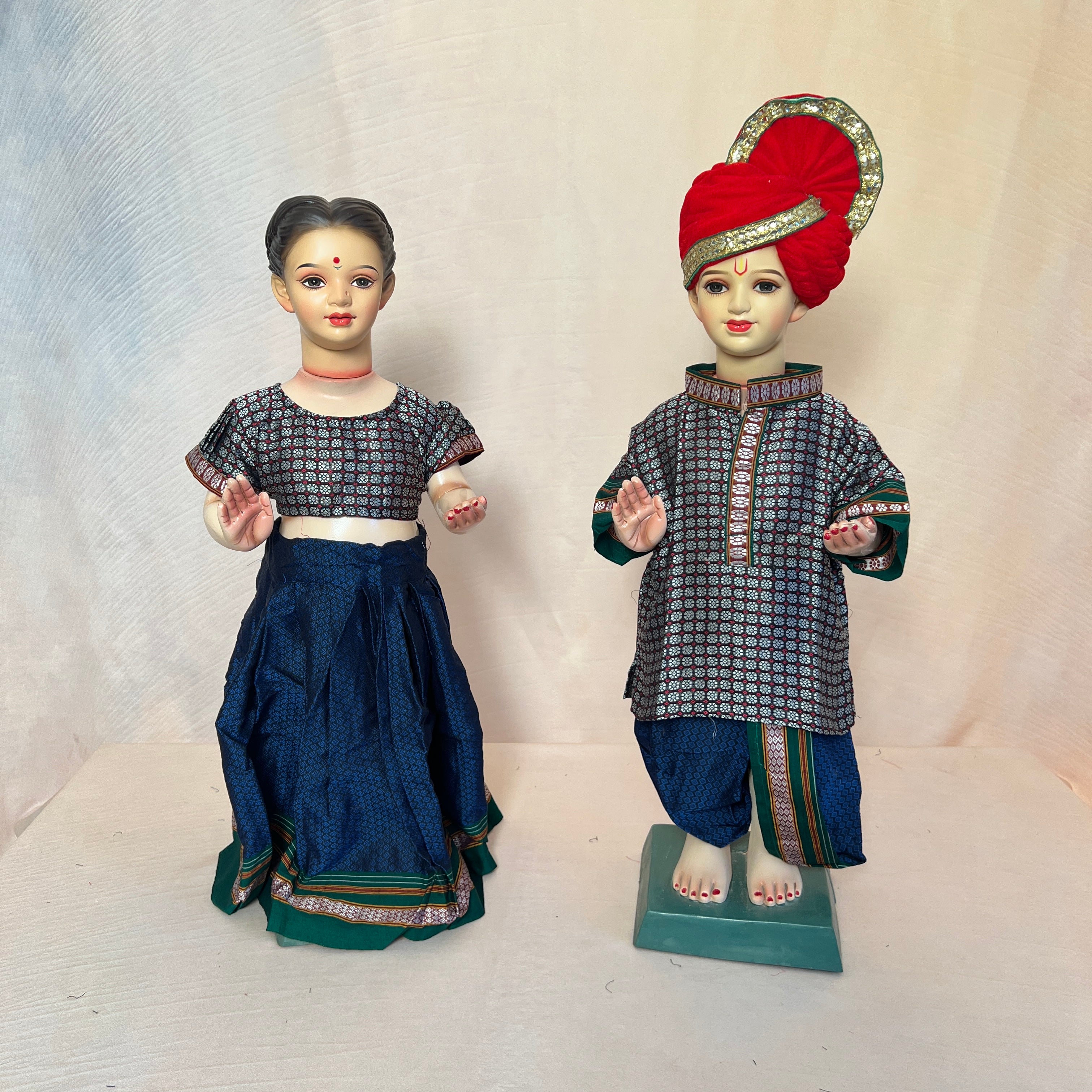 Gray + Blue Gauri Ganesha Traditional Dress