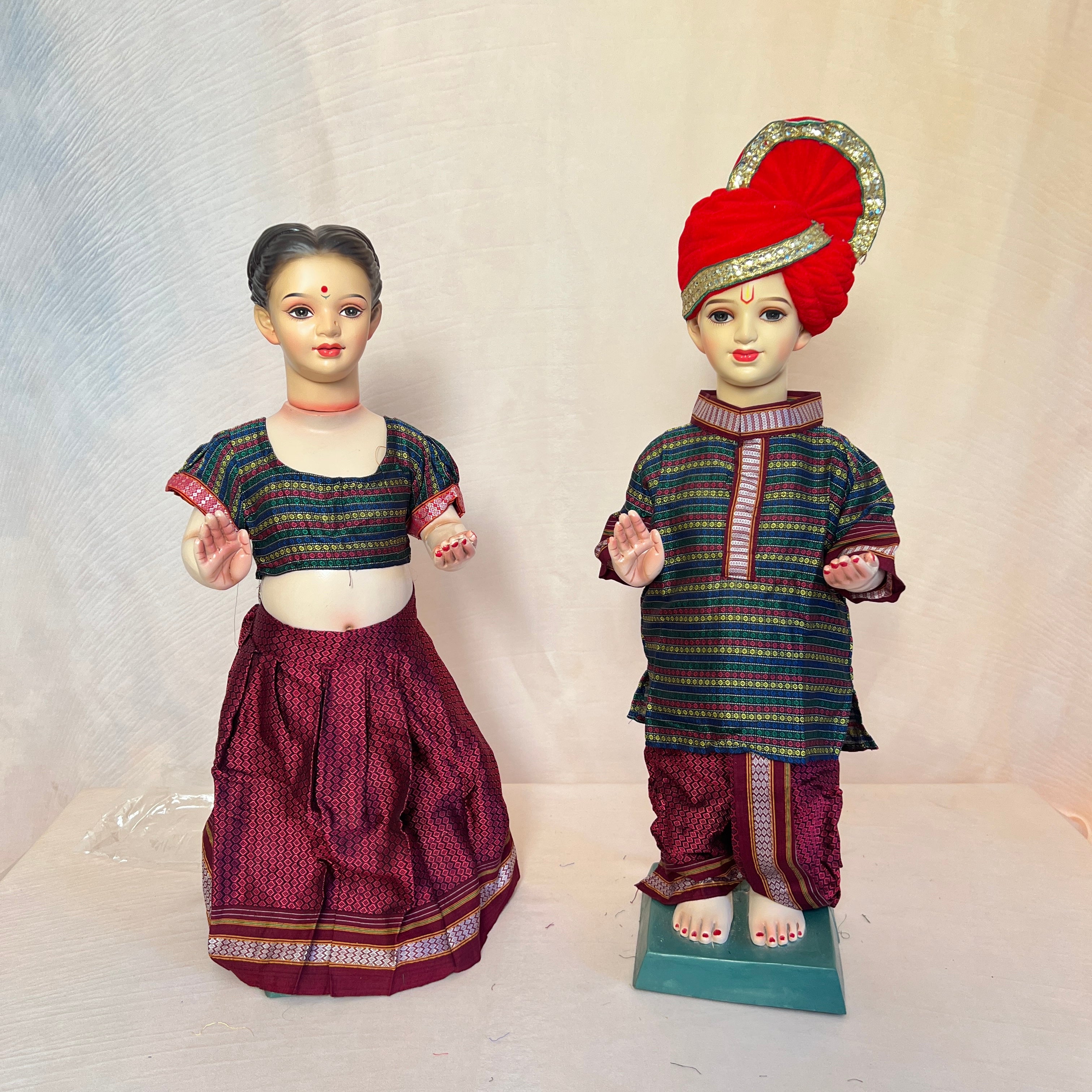 Multicolour + Maroon Gauri Ganesha Traditional Dress