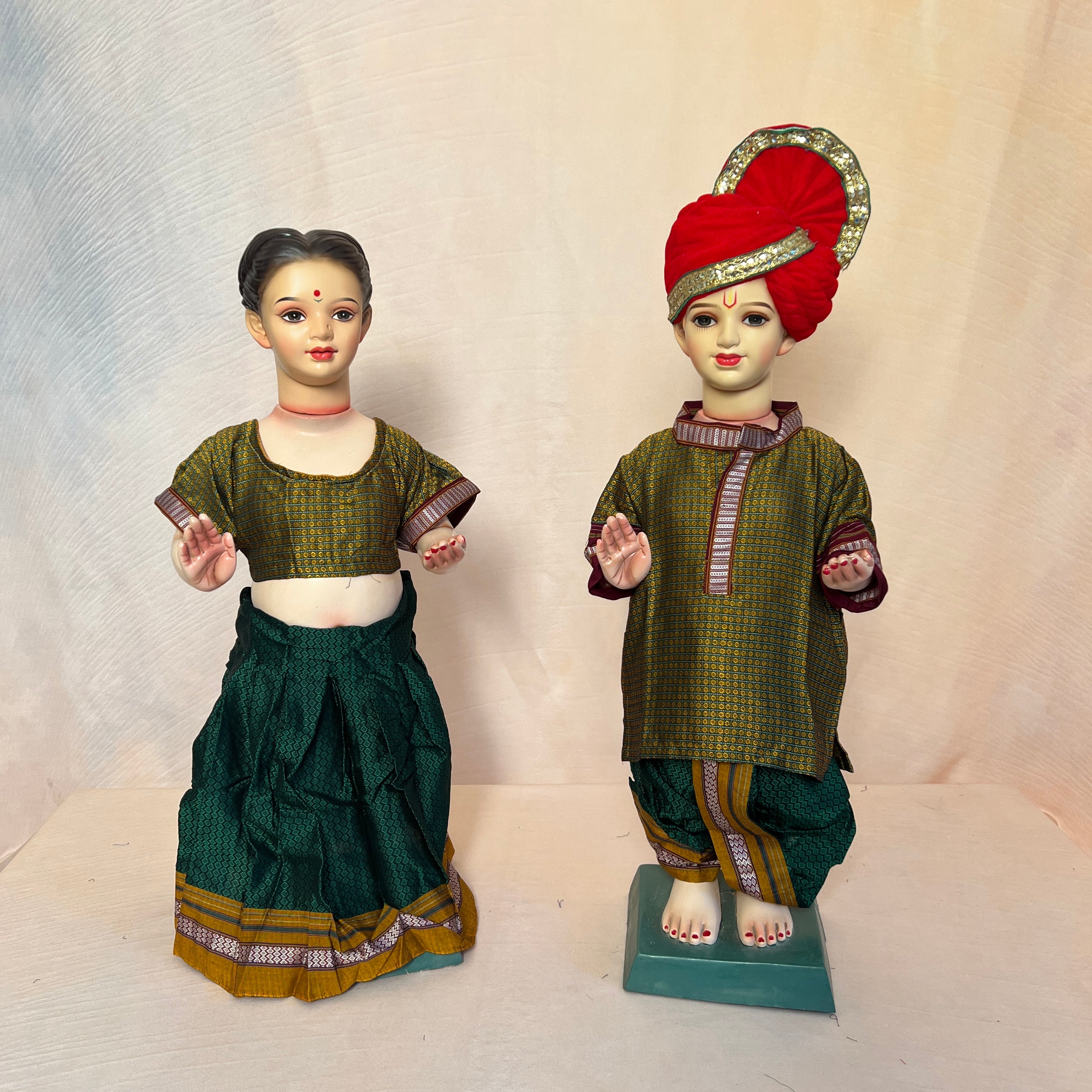 Mustard + Green Gauri Ganesha Traditional Dress