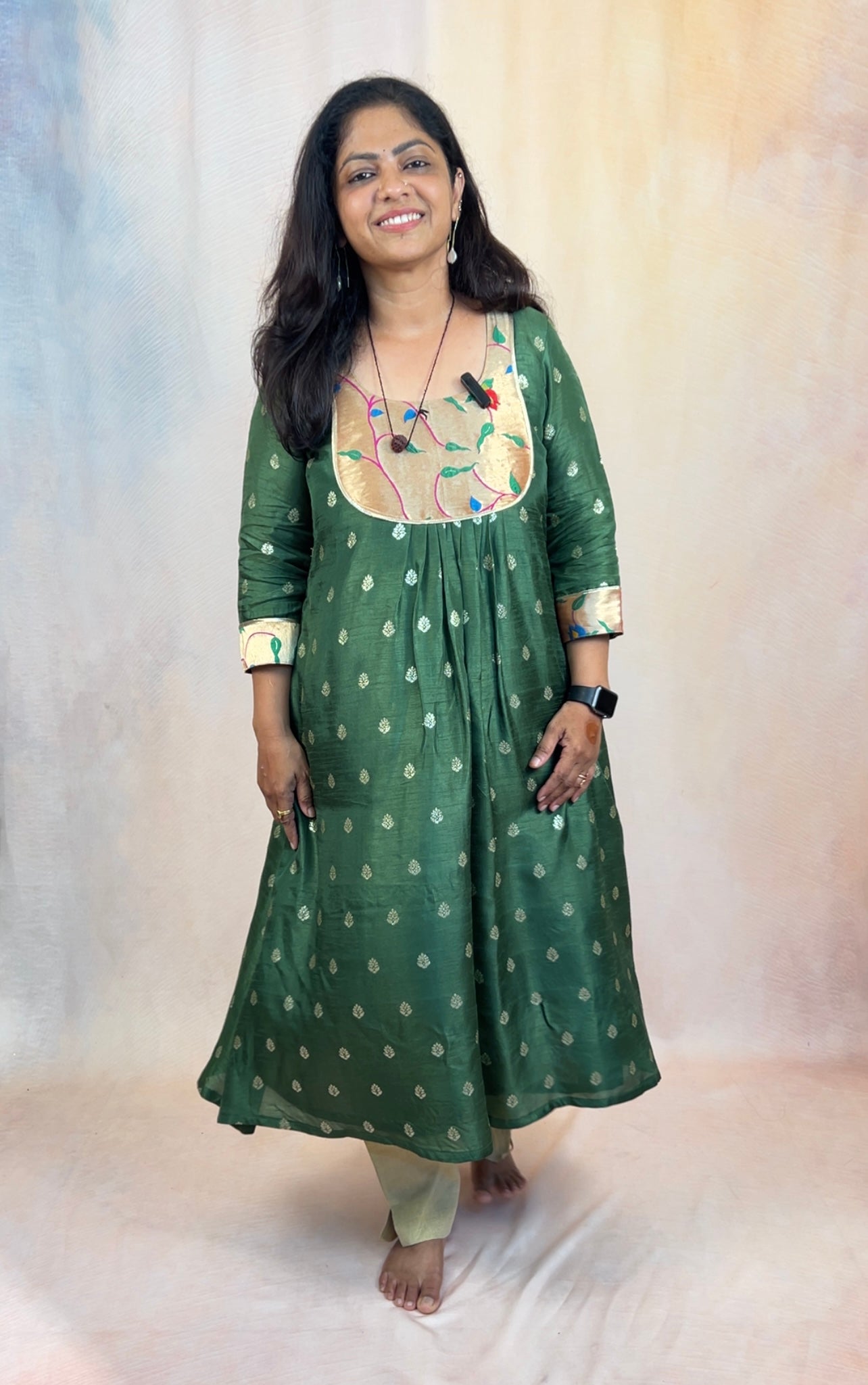 Green Paithani Kurti