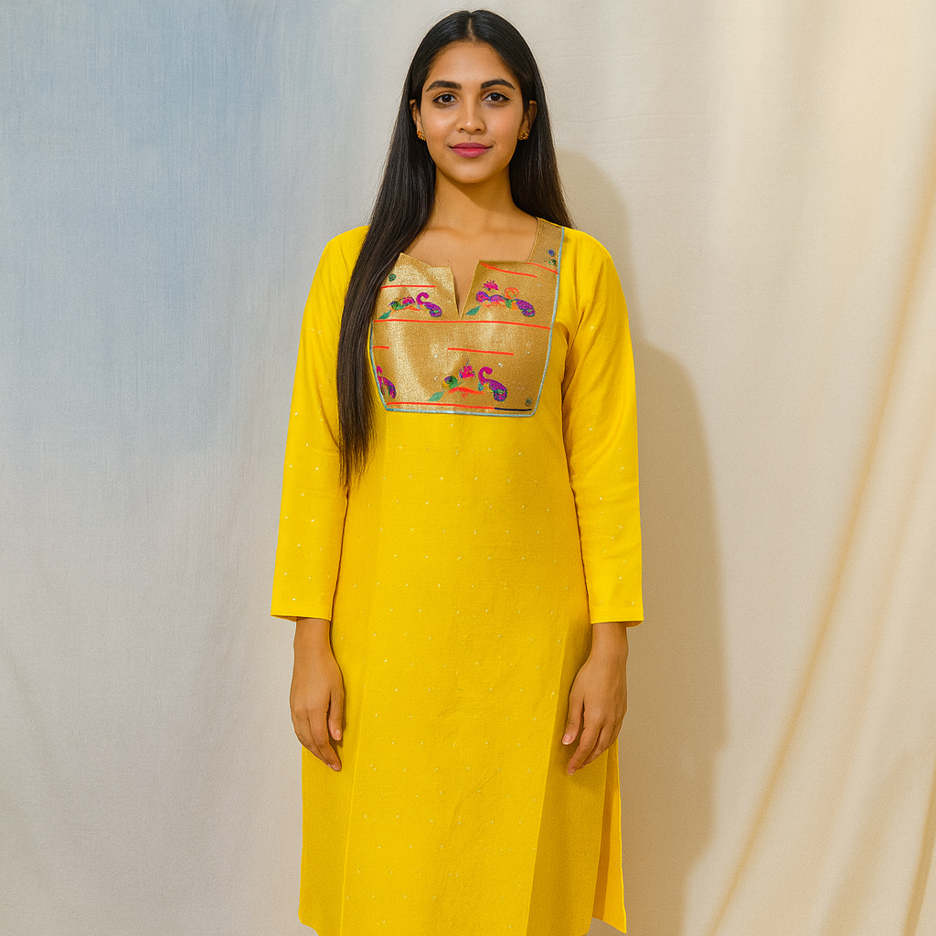 Yellow - Vastraa – Paithani Patch Edit