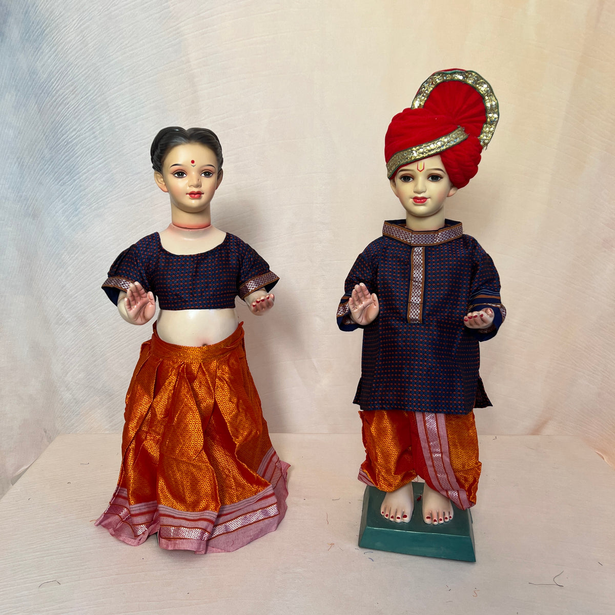 Blue + Orange Gauri Ganesha Traditional Dress