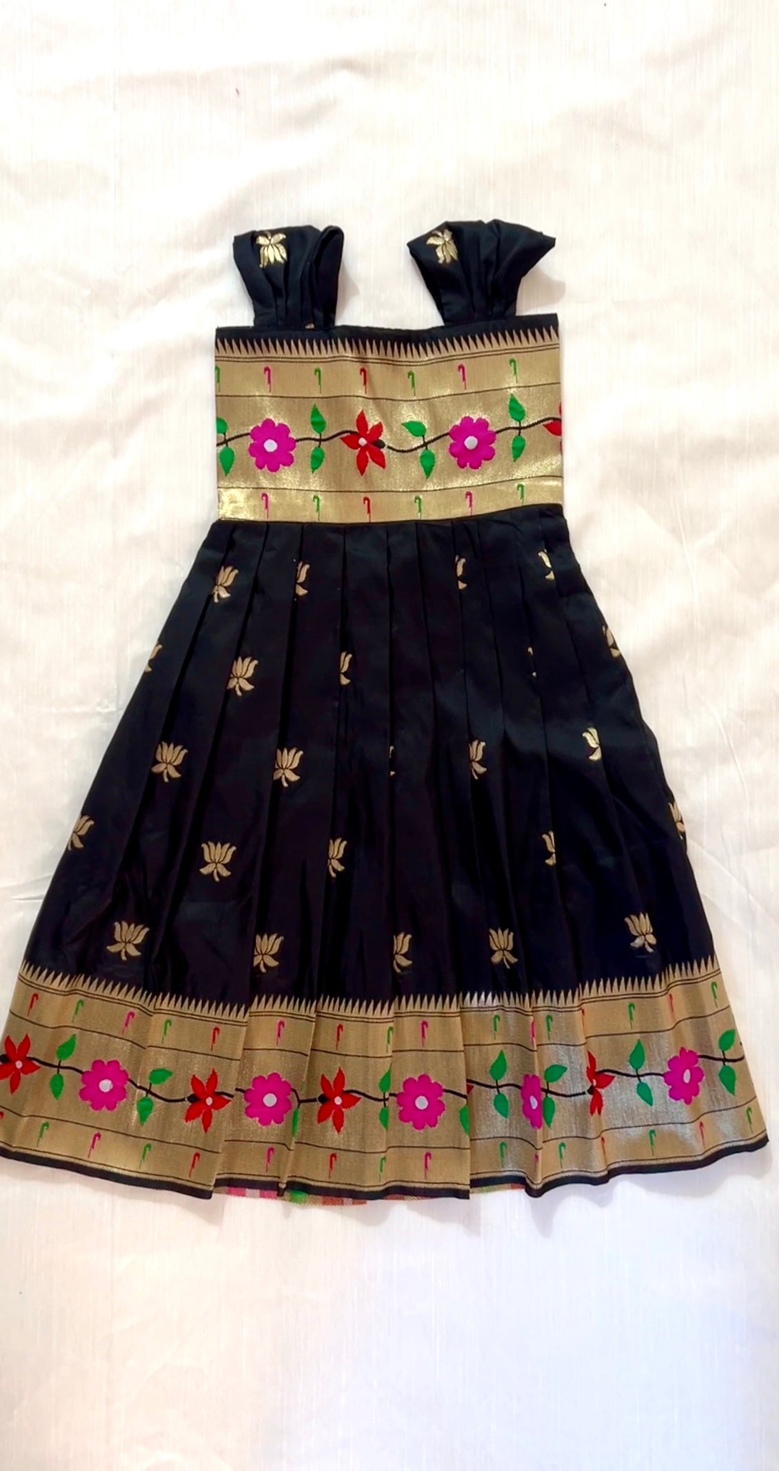 Sankrant Edition - Lotus Butta Black Frock with Paithani Border