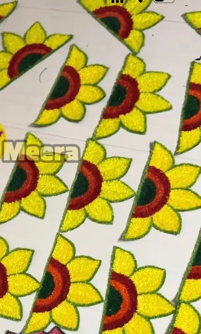 Diwali diya Yellow Flower Corner Rangoli Mats