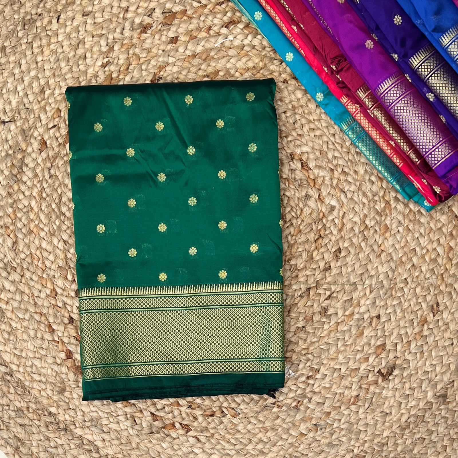 Green Kalanjali Semi Silk Paithani