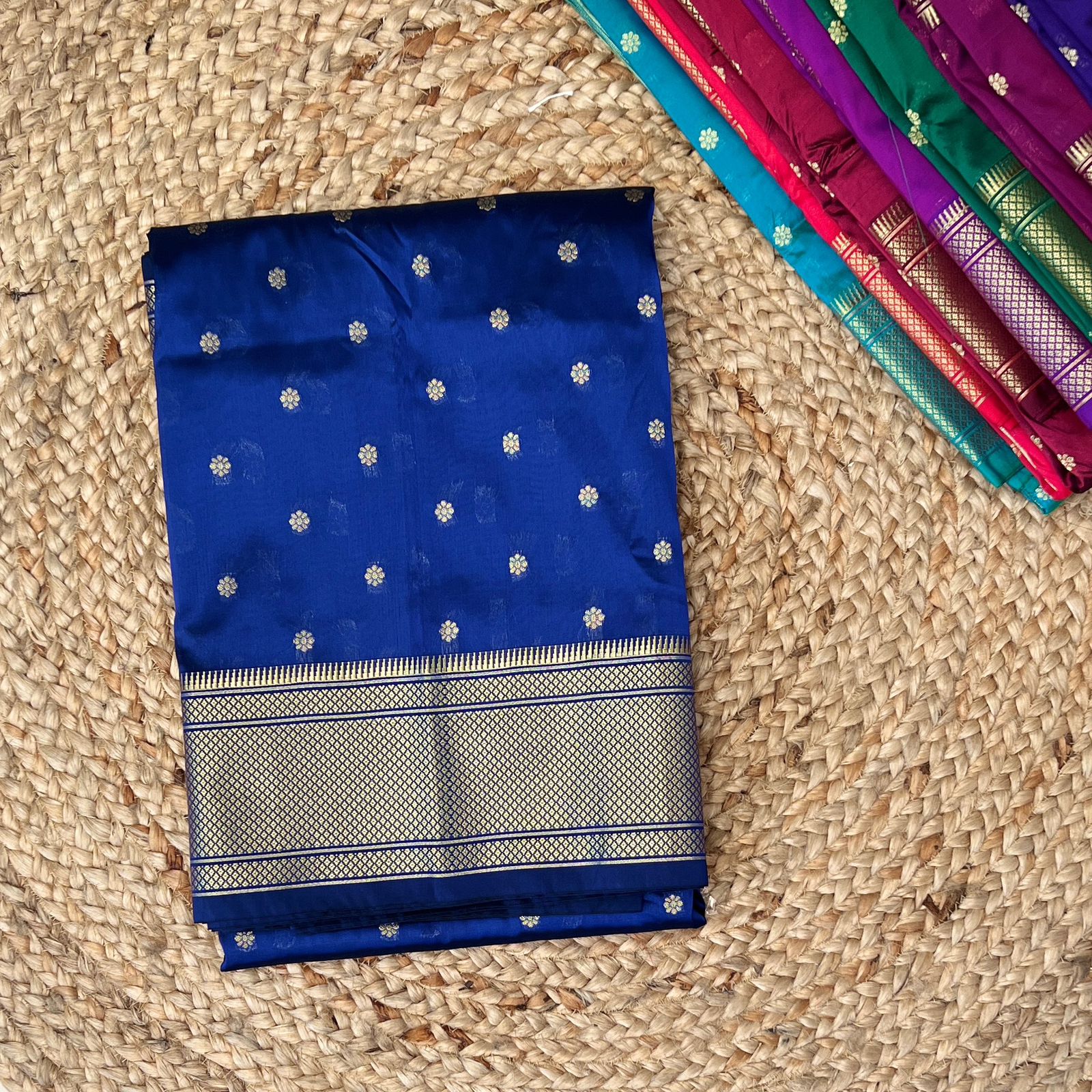 Blue Kalanjali Semi Silk Paithani