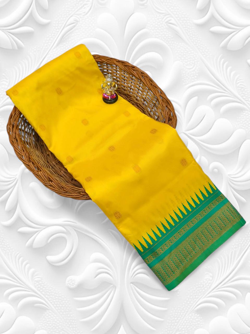 Yellow Semi Silk Ilkal Saree