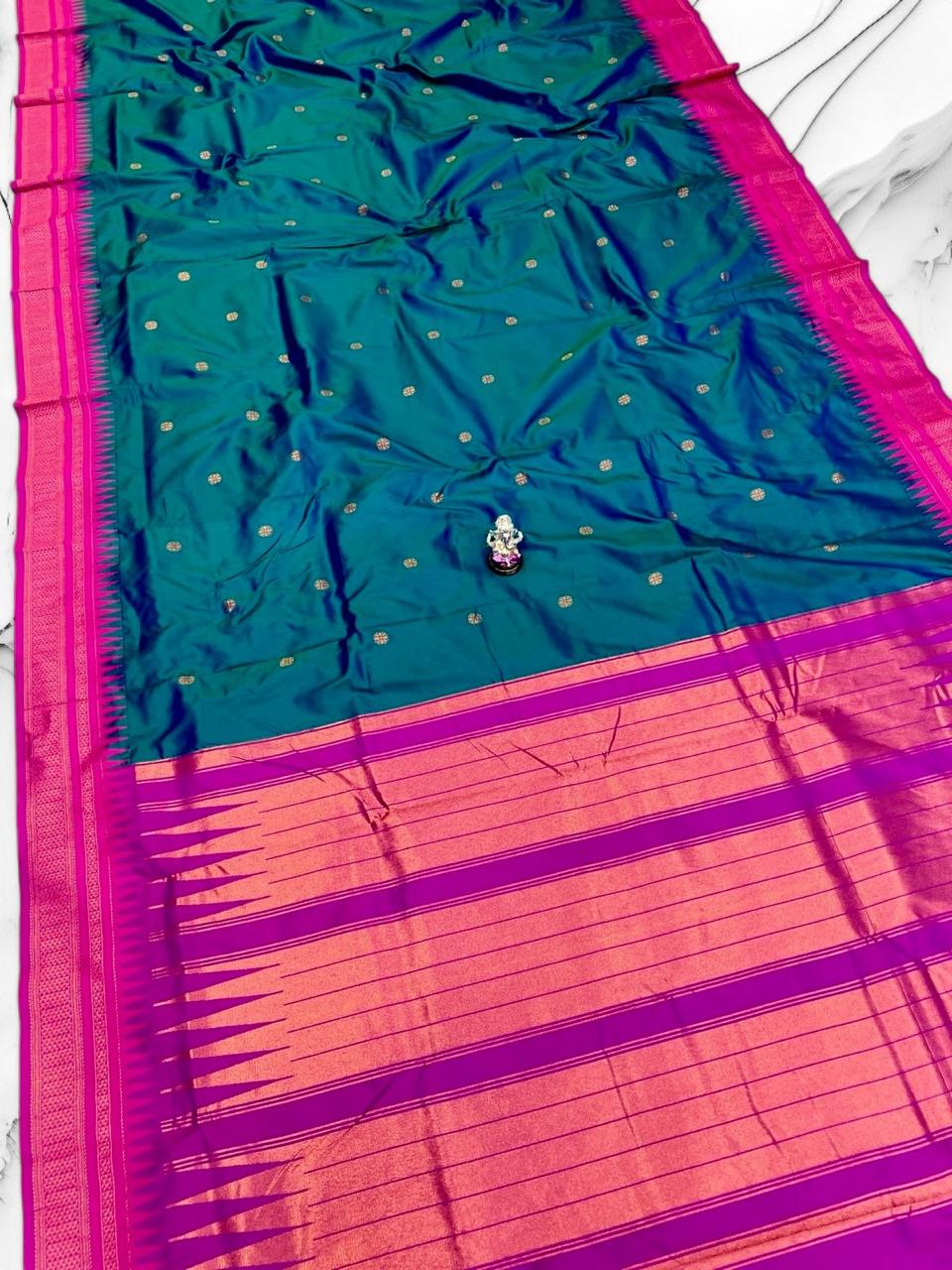 Morpankhi green Semi Silk Ilkal Saree