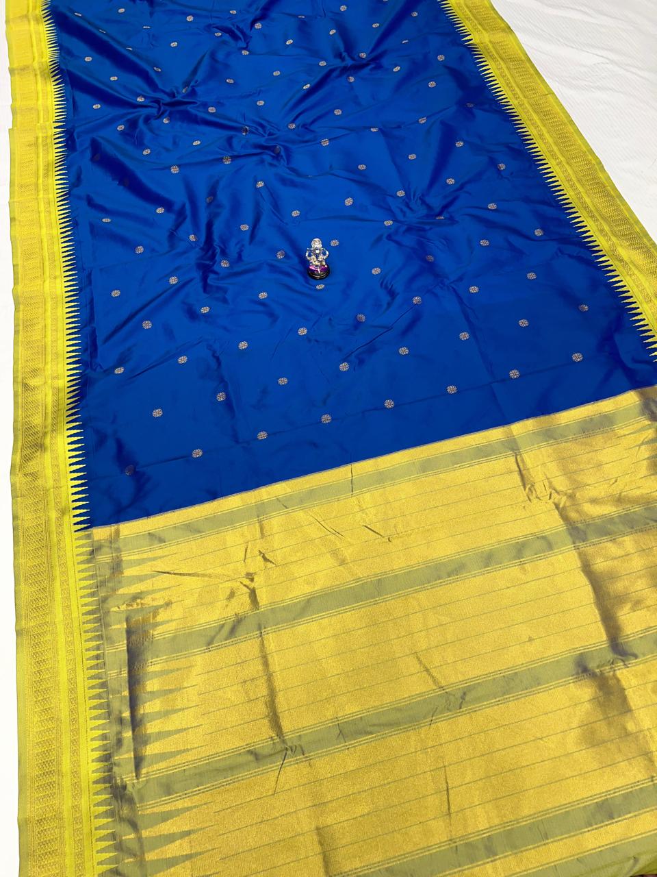 Blue with green Semi Silk Ilkal Saree