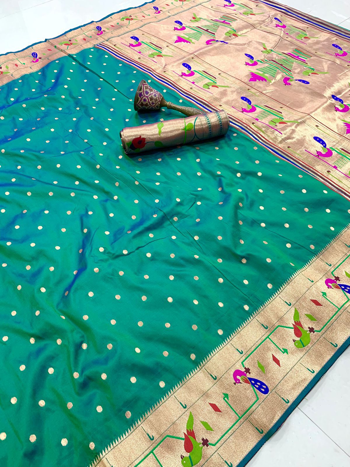 Morpankhi  Mor Popat Border Semi Paithani