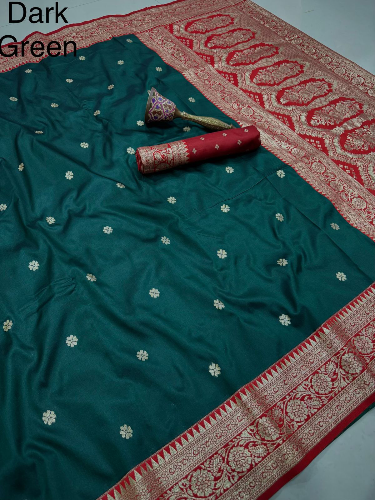 Big Flower Border + Dence Flower Butti Semi Silk Paithani