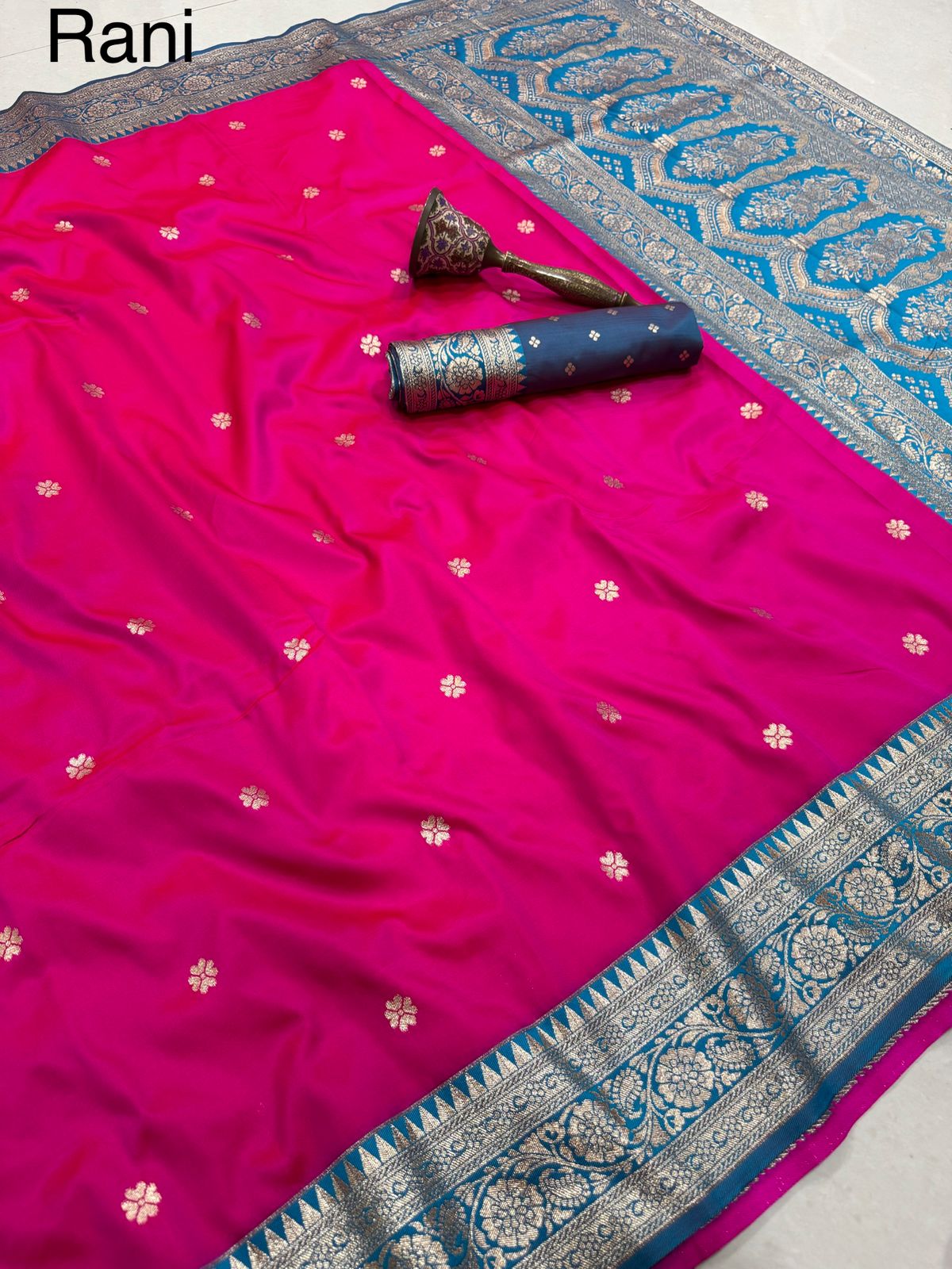 Big Flower Border + Dence Flower Butti Semi Silk Paithani