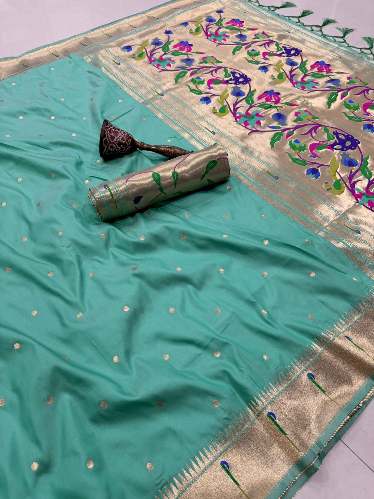 Muniya Border Semi Silk Paithani