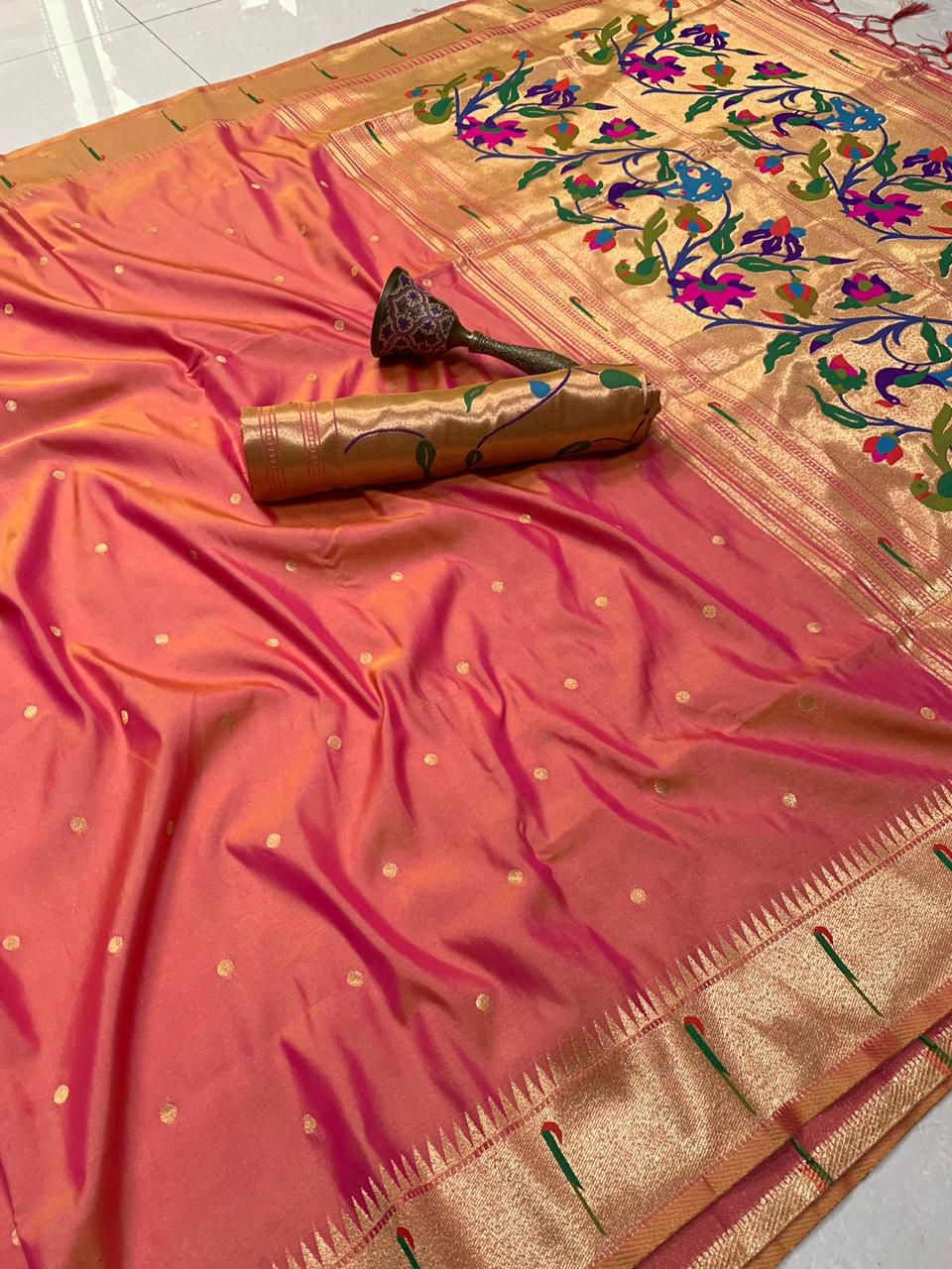 Muniya Border Semi Silk Paithani