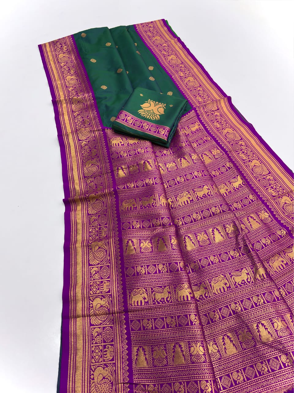 Square Butti With Golden Border Semi Silk Paithani