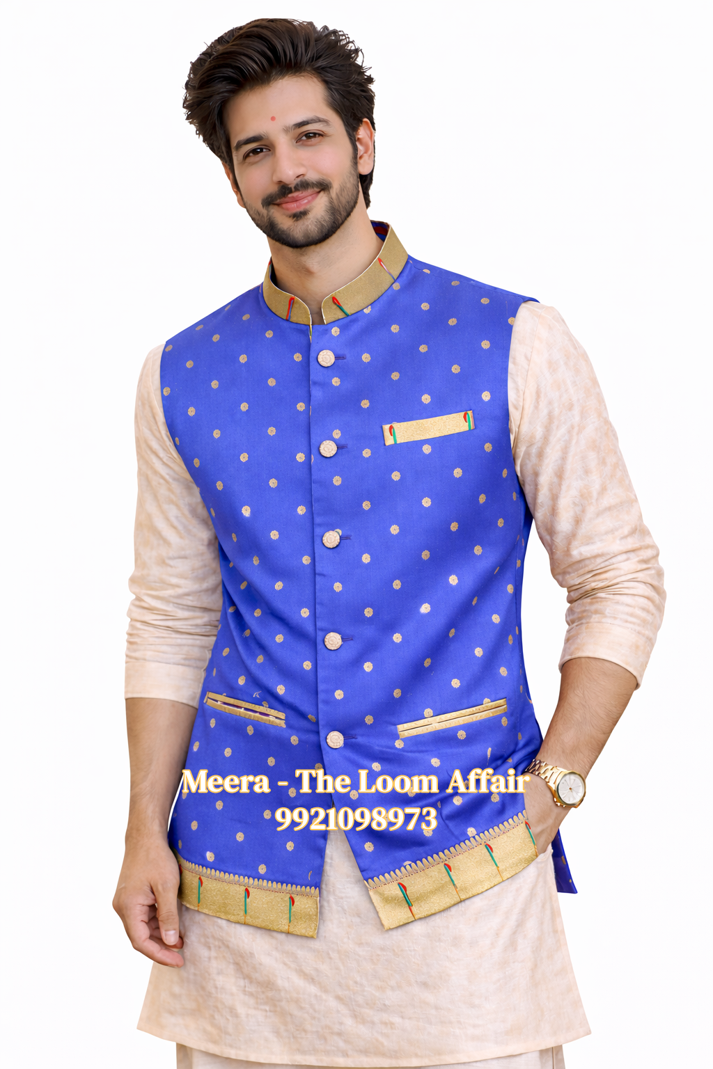 Blue Muniya Border Paithani Jacaket