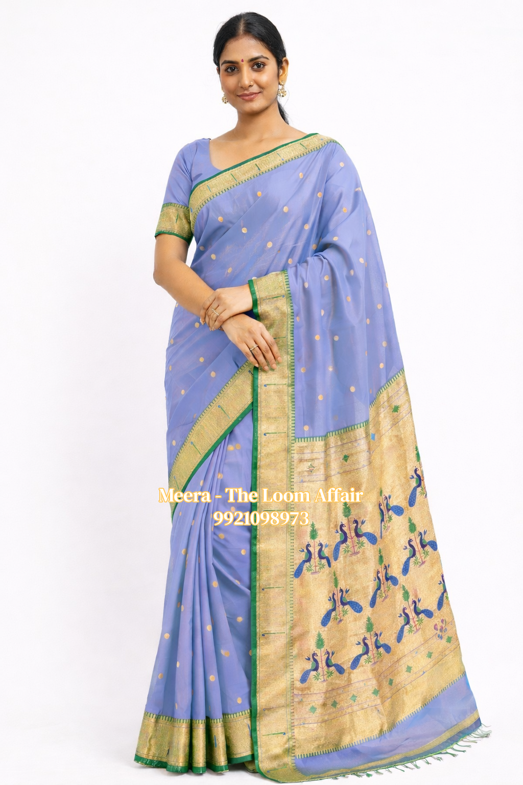 Contrast Border Muniya  Semi Silk Paithani