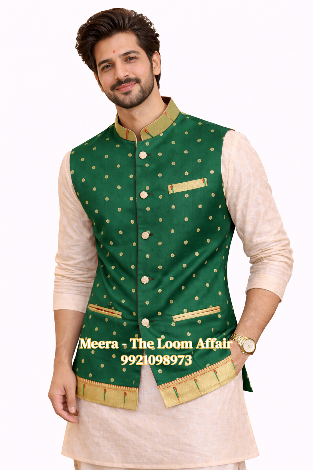 Light Green Muniya Border Paithani Jacaket