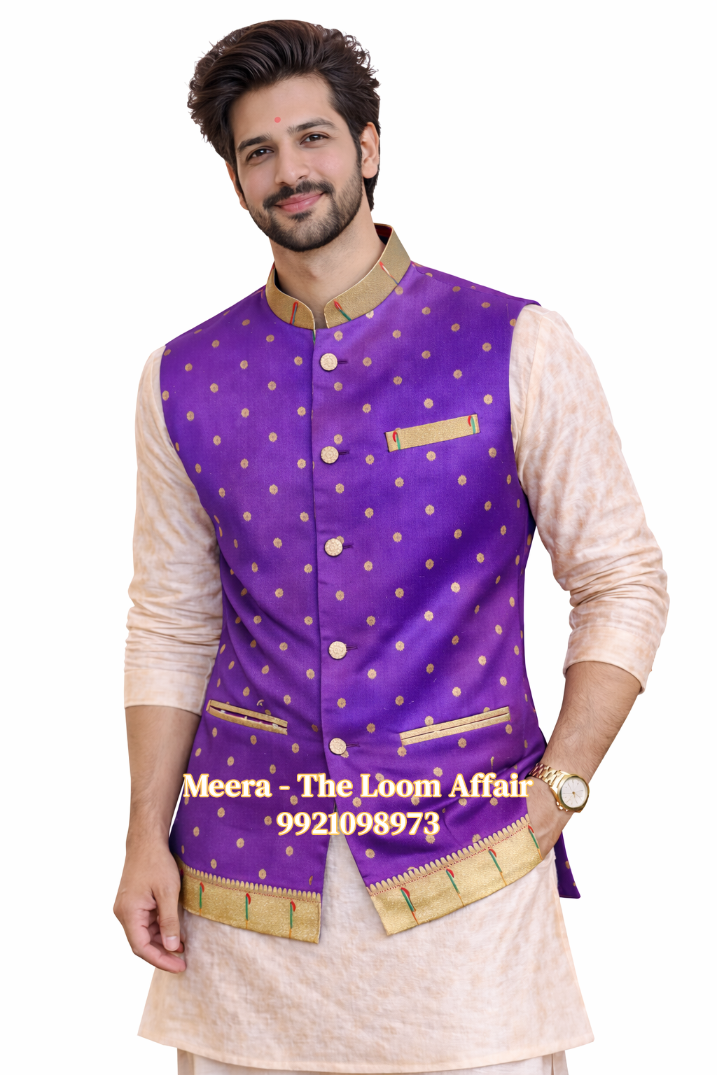 Lavender Muniya Border Paithani Jacaket