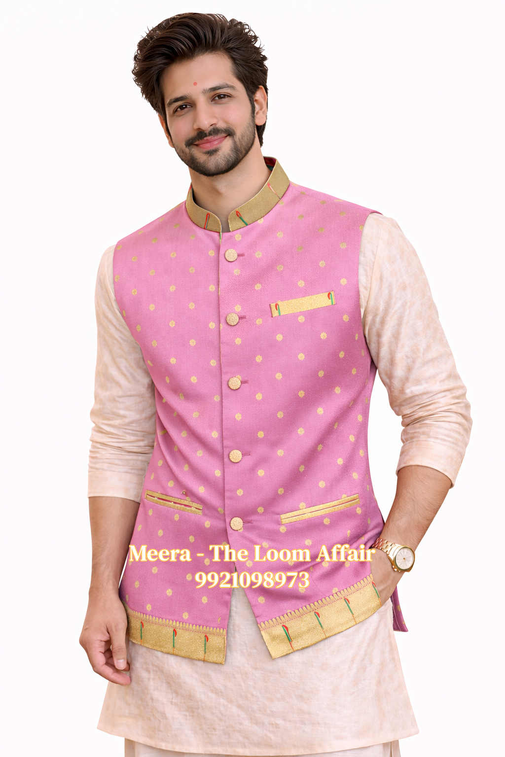 Pink  Muniya Border Paithani Jacaket