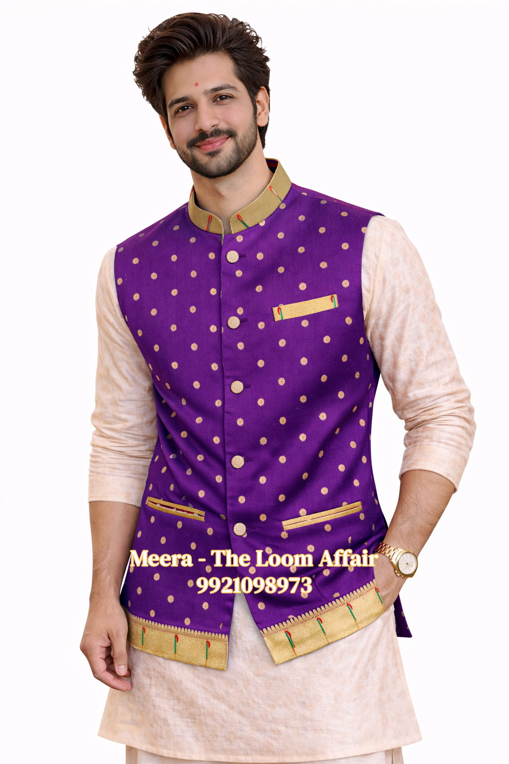 Purple Muniya Border Paithani Jacaket