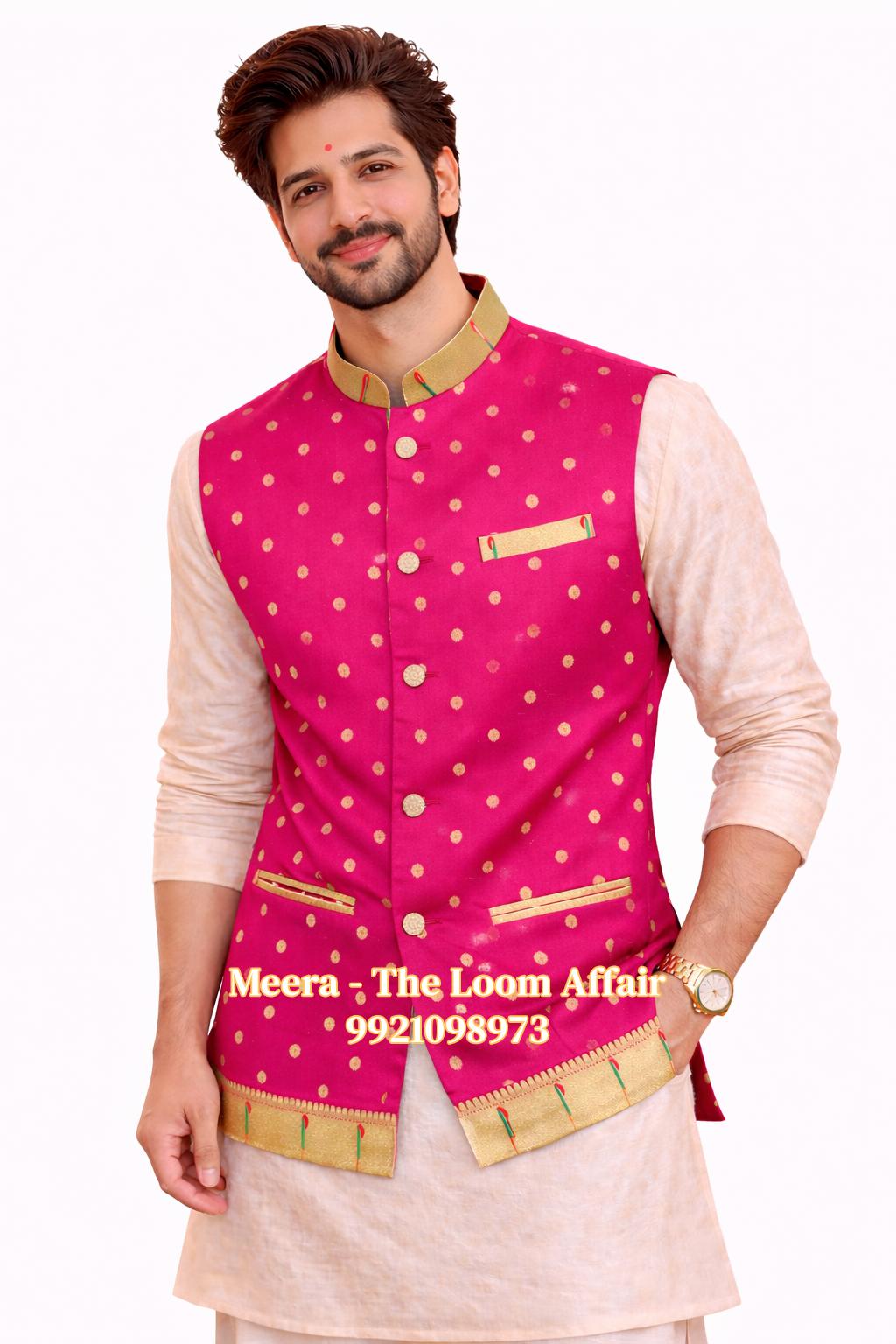 Light Rani Pink Muniya Border Paithani Jacaket