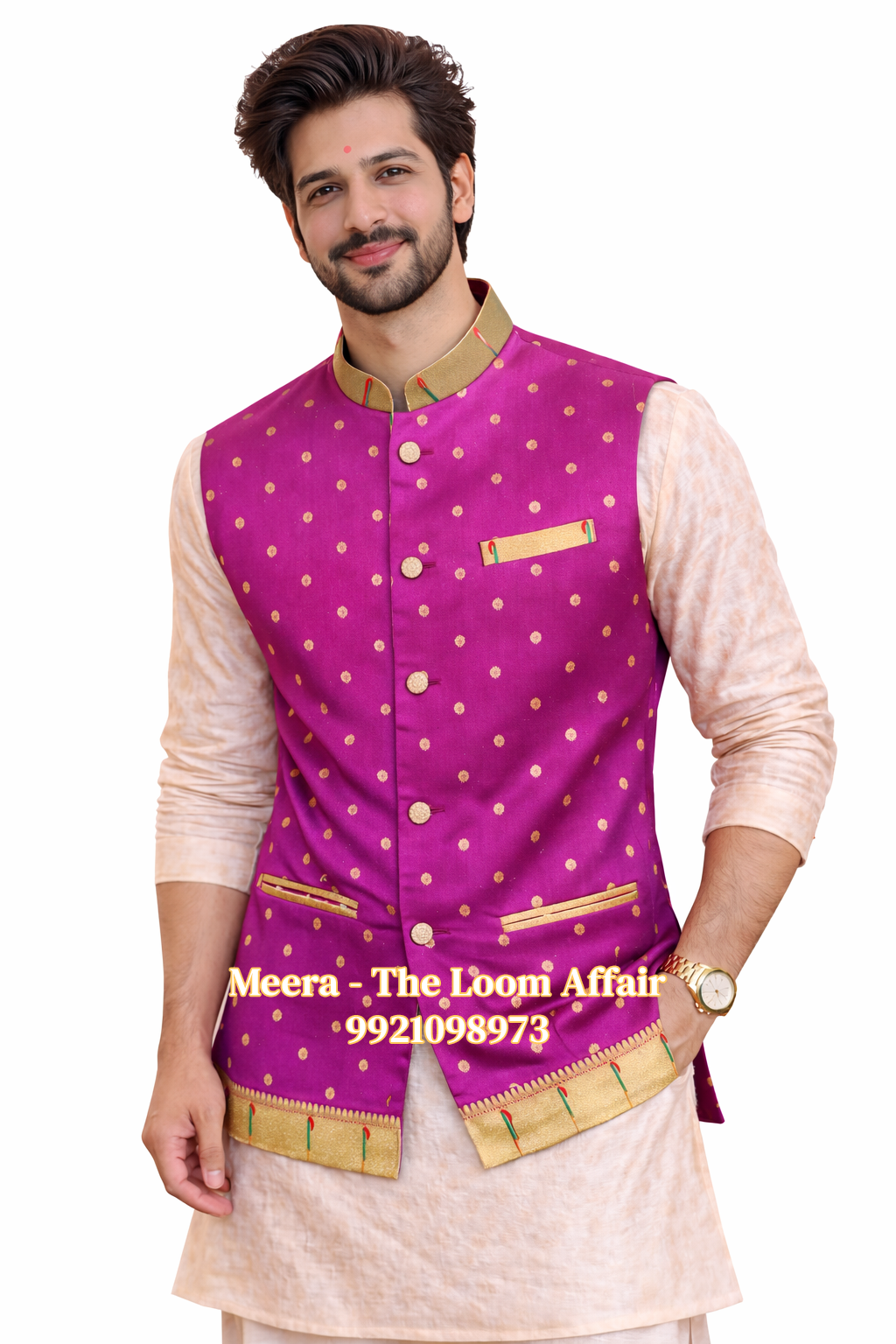 Rani Pink Muniya Border Paithani Jacaket