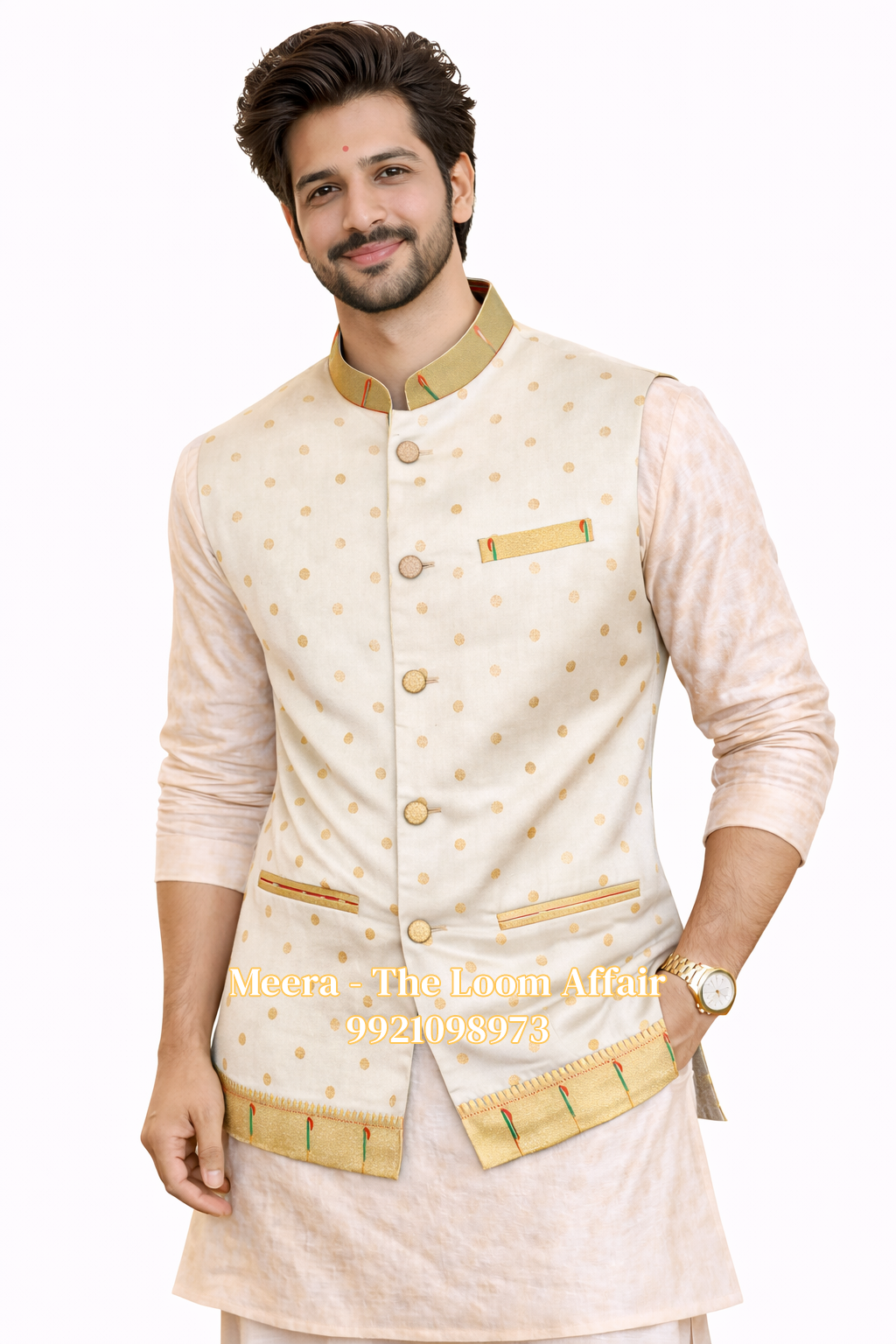 White  Muniya Border Paithani Jacaket