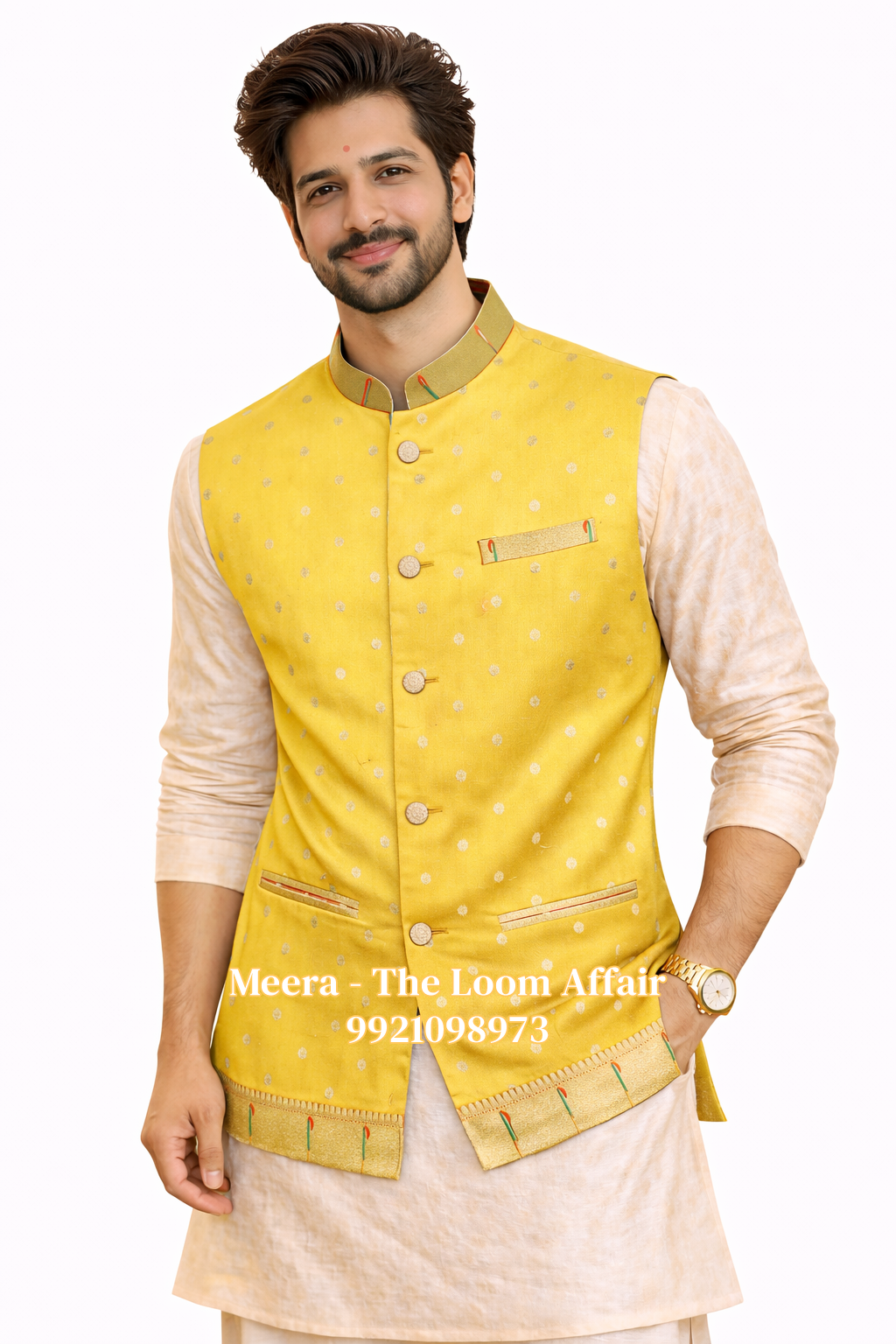 Yellow Muniya Border Paithani Jacaket