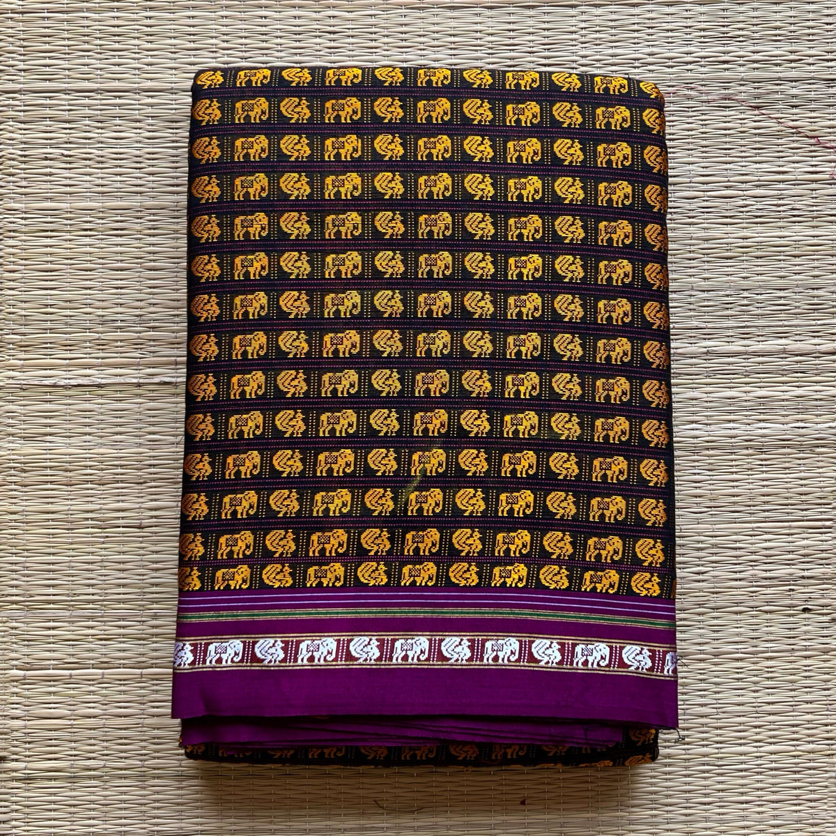 Dual tone golden hath mor print with purple border