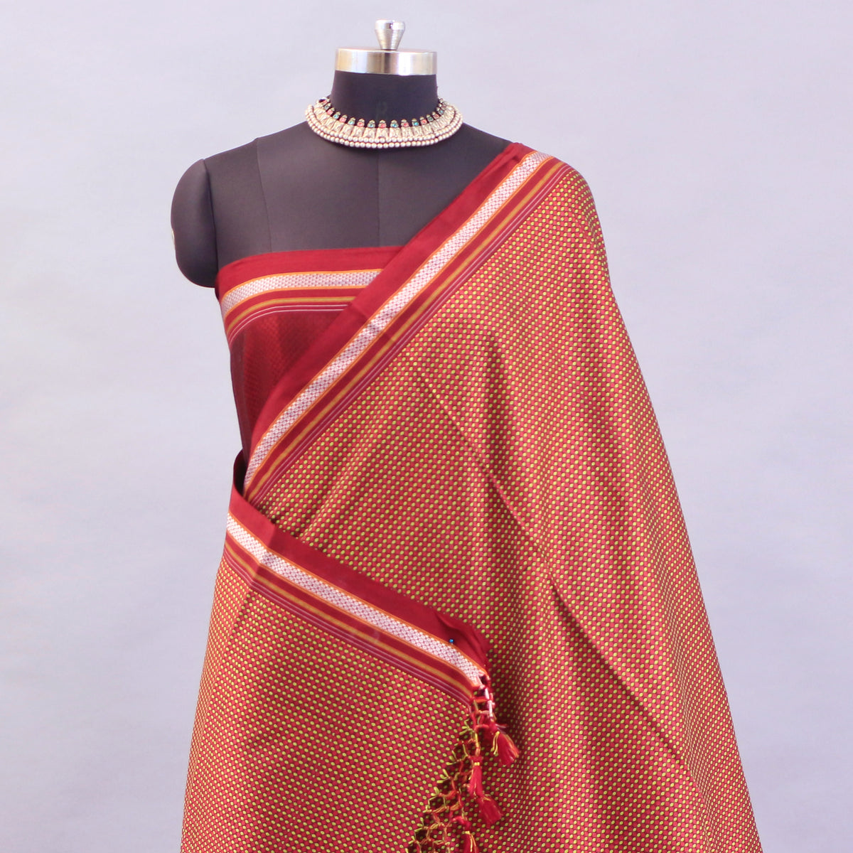 Chikki Khunn weave Khunn Saree Orange Yellow