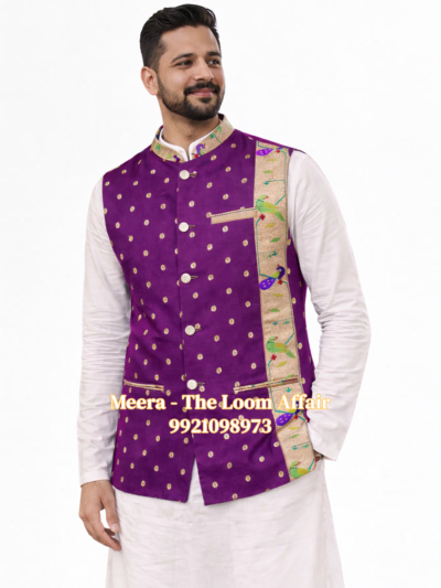 MorPopat Border Paithani Jacket Gents