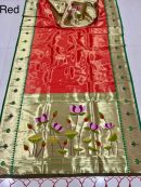 Lotus  Flower Pallu Semi Silk Paithani