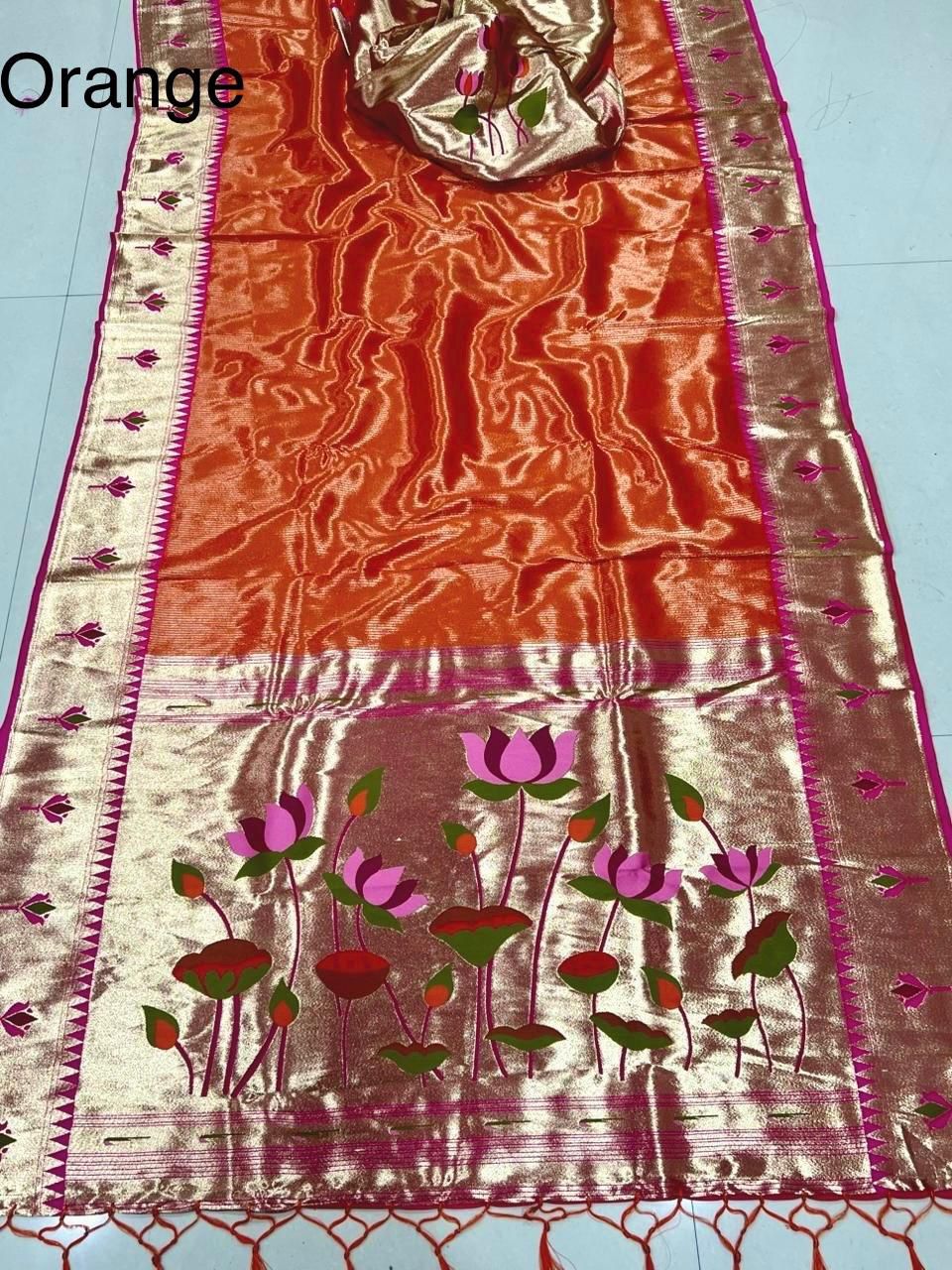 Lotus Flower Pallu Semi Silk Paithani - Image 10