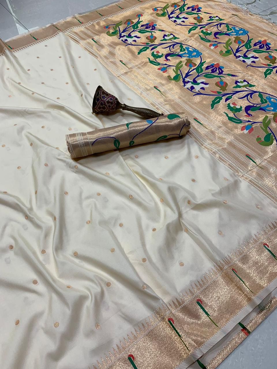 Muniya Border Semi Silk Paithani - Image 20