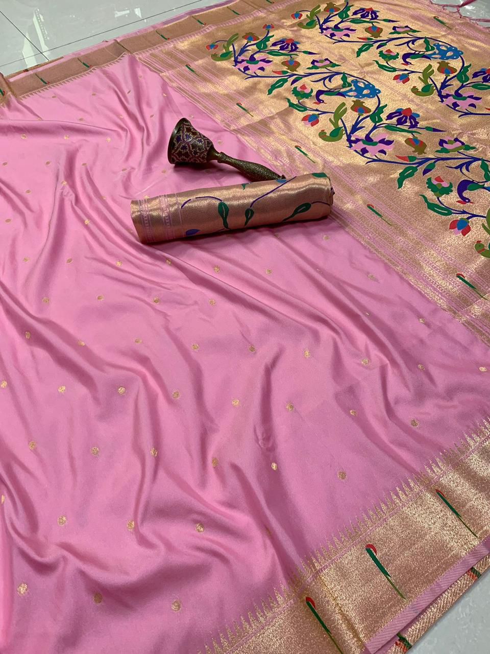 Muniya Border Semi Silk Paithani - Image 19