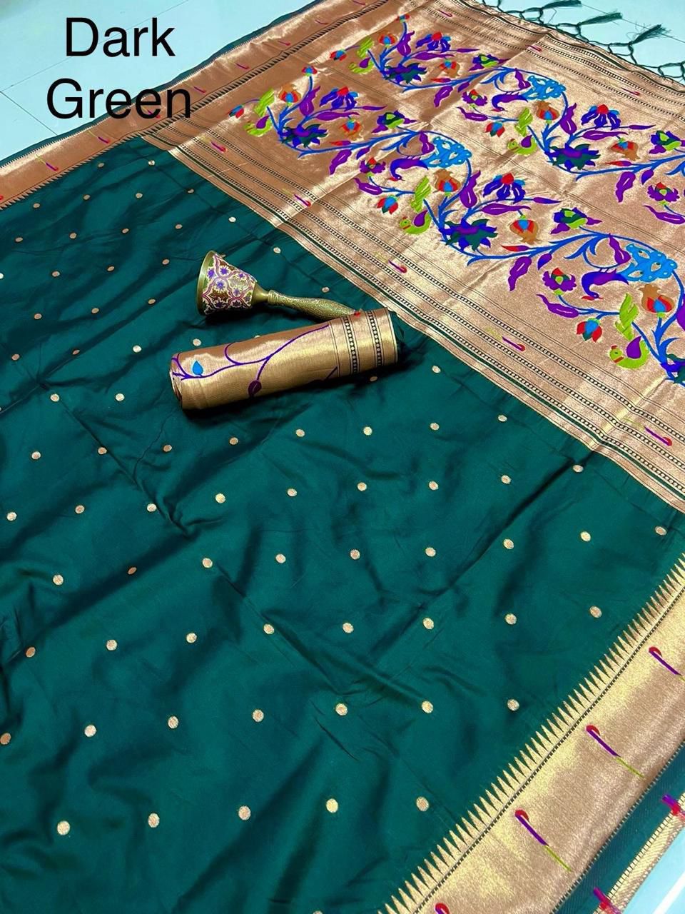 Muniya Border Semi Silk Paithani - Image 14