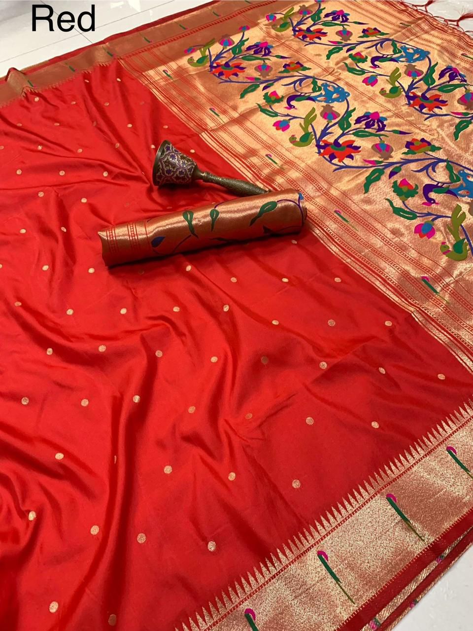 Muniya Border Semi Silk Paithani - Image 12