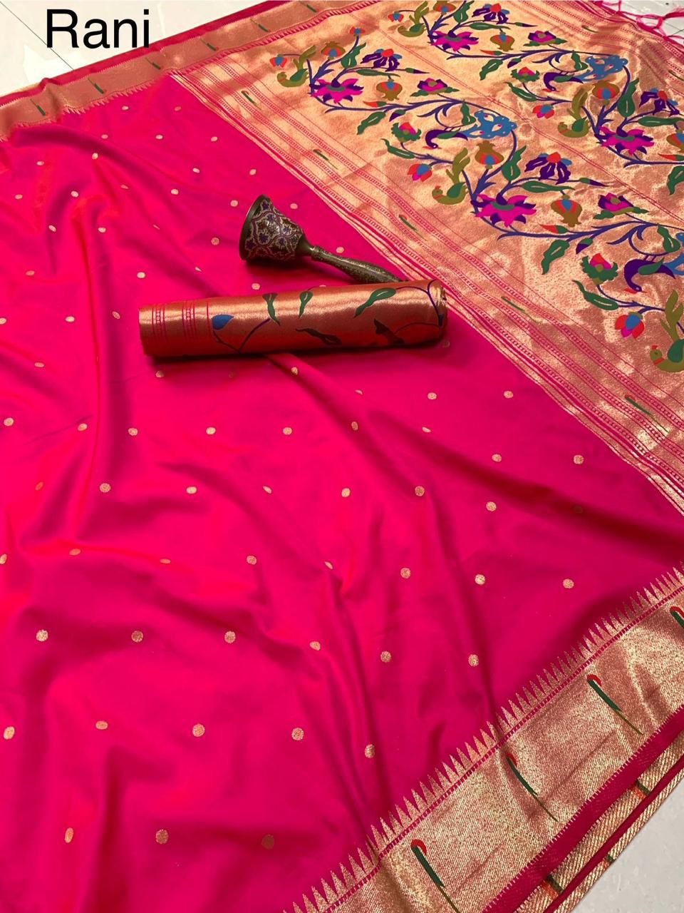 Muniya Border Semi Silk Paithani - Image 9