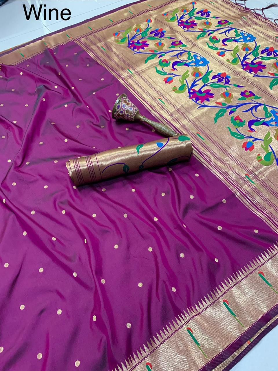 Muniya Border Semi Silk Paithani - Image 7