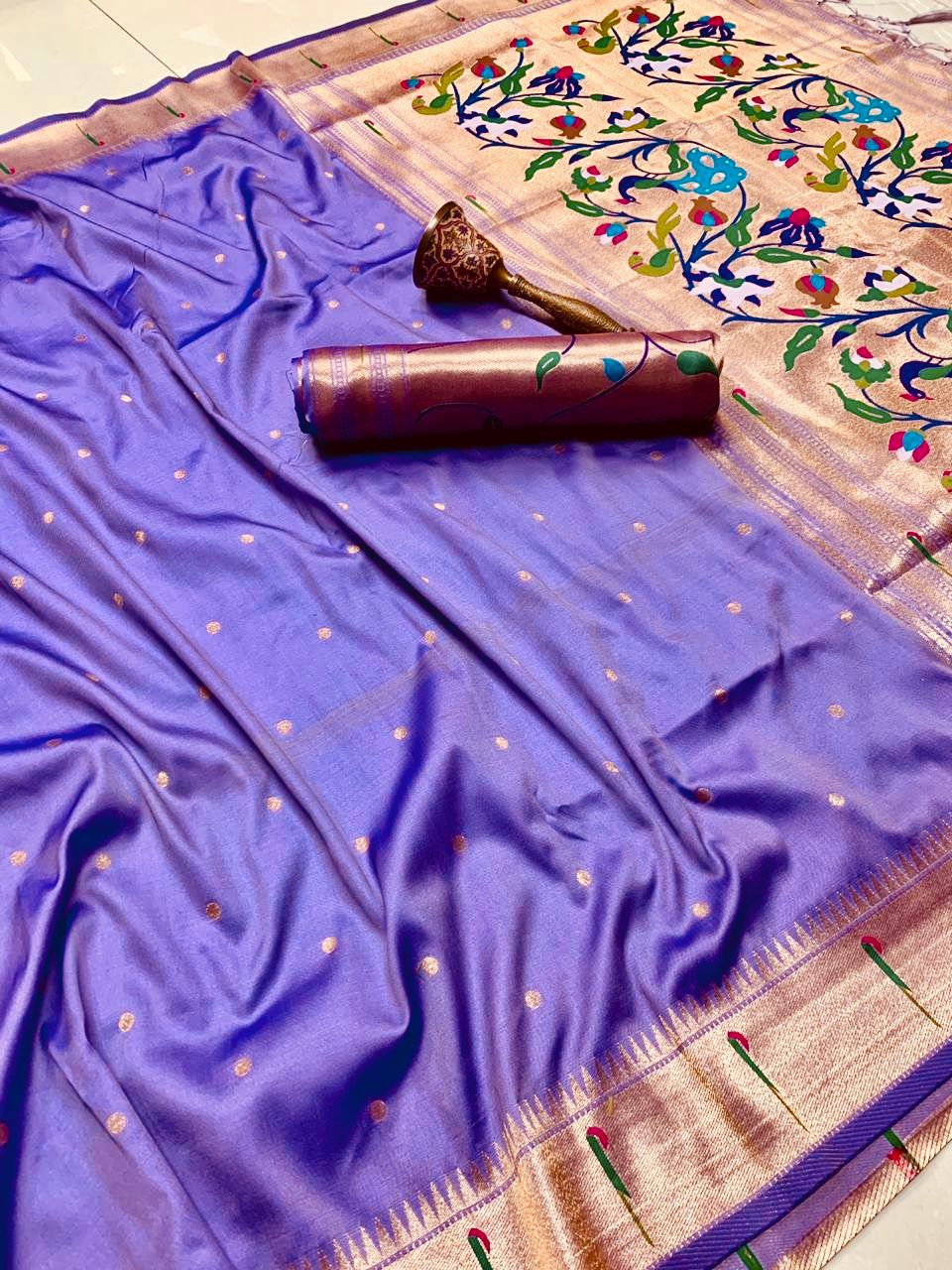 Muniya Border Semi Silk Paithani - Image 4