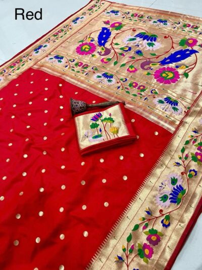 Peacock Pallu + Big Hans Border Semi Silk Paithani