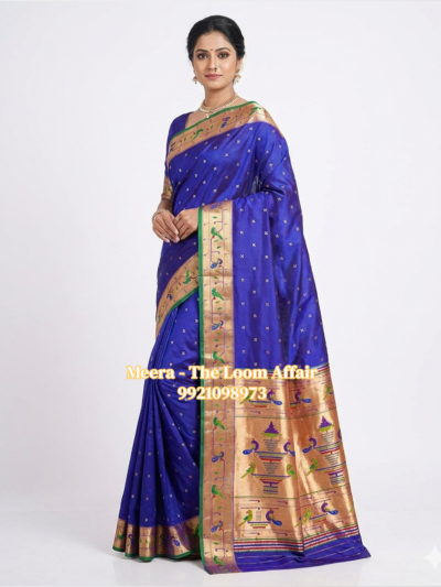 Mor Popat Border Flower Butti Paithani