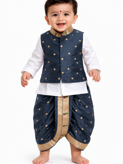Muniya Paithani Set - Black, 0 To 6 Months