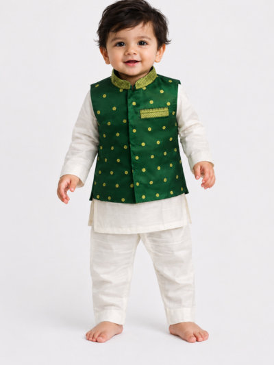 Paithani Jacket Set - 2 To 3 Year, Green