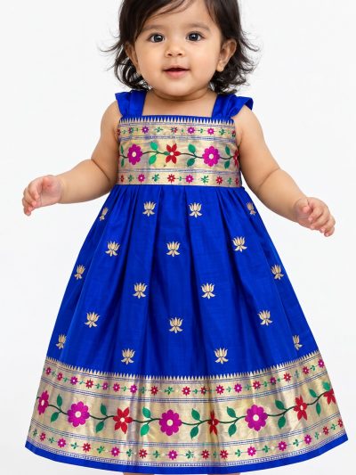 Lotus Butti Frock - Blue, 0 To 6 Months